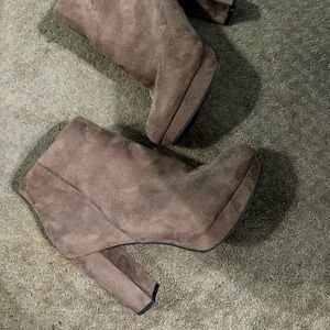 Taupe platform bootie
